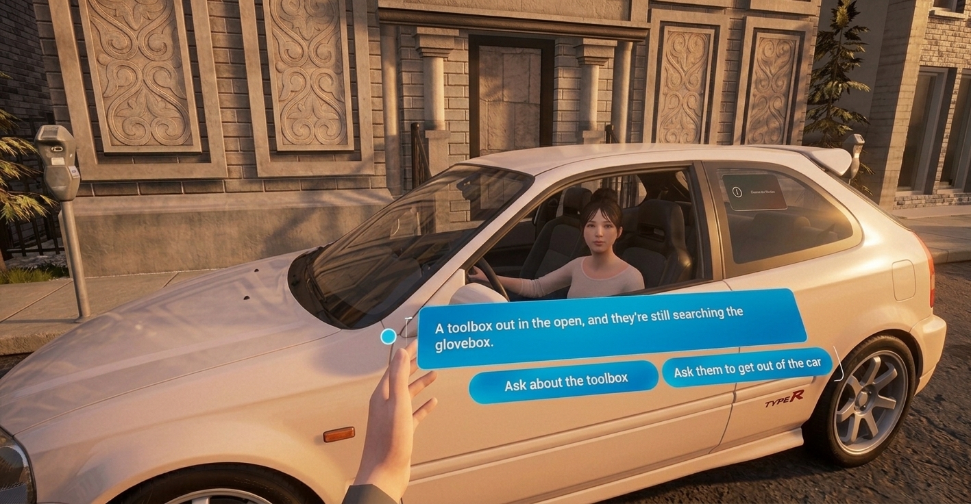 NextGen Badge — branching dialogue choice UI in VR